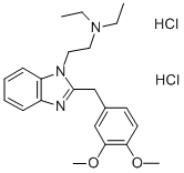 1-(2-Diethylaminoethyl)-2-(3,4-dimethoxybenzyl)-benzimidazole dihydroc hloride Struktur