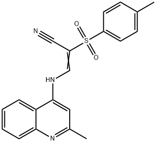 (E)-2-[(4-methylphenyl)sulfonyl]-3-[(2-methyl-4-quinolinyl)amino]-2-propenenitrile Structure