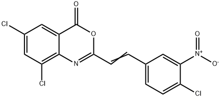6,8-dichloro-2-[(E)-2-(4-chloro-3-nitrophenyl)ethenyl]-4H-3,1-benzoxazin-4-one Structure