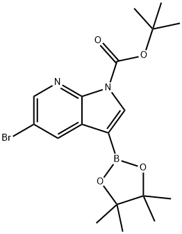 5-溴-3-(4,4,5,5-四甲基-1,3,2-二氧硼杂环戊烷-2-基)-1H-吡咯并[2,3-B]吡啶-1-羧酸叔丁酯, 1025719-14-5, 结构式