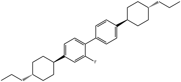 2-フルオロ-4,4'-ビス(trans-4-プロピルシクロヘキシル)ビフェニル 化学構造式