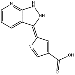 (2E)-2-(1,2-Dihydro-3H-pyrazolo[3,4-b]pyridin-3-ylidene)-2H-pyrrole-4-carboxylic acid Struktur