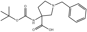 3-[(叔丁氧羰基)氨基]-1-(苯基甲基)-3-吡咯烷羧酸,1027511-74-5,结构式