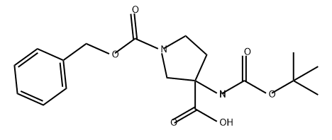 3-Boc-amino-1-Cbz-pyrrolidine-3-carboxylic acid 化学構造式