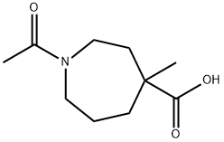 1-アセチル-4-メチルアゼパン-4-カルボン酸 化学構造式