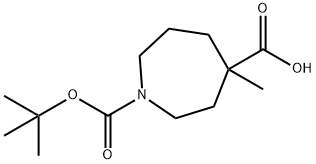 1-(tert-butoxycarbonyl)-4-Methylazepane-4-carboxylic acid Struktur