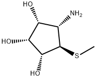 (1R)-4α-アミノ-5β-(メチルチオ)-1α,2α,3α-シクロペンタントリオール 化学構造式