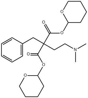 MALONIC ACID, BENZYL (2-DIMETHYLAMINOETHYL)-, BIS(TETRAHYDROPYRAN-2-YL) ESTER 结构式