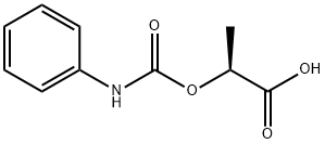 (S)-2-[(フェニルアミノカルボニル)オキシ]プロピオン酸 化学構造式