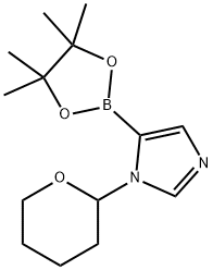 1-(テトラヒドロ-2H-ピラン-2-イル)-1H-イミダゾール-5-ボロン酸ピナコールエステル 化学構造式
