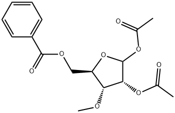 1,2-Di-O-acetyl-5-Benzoyl-3-O-Methyl-D-ribofuranose 化学構造式