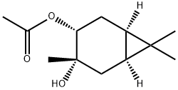 [1S-(1alpha,3alpha,4alpha,6alpha)]-3-hydroxy-3,7,7-trimethylbicyclo[4.1.0]hept-4-yl acetate Struktur