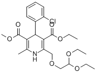 3-乙基-5-甲基-4-(2-氯苯基)-2-(2,2-二乙氧基乙基氧甲基)-6-甲基-1,4-二氢吡啶-3,5-二甲酸酯,103094-30-0,结构式