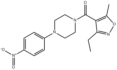 Methanone, (3-ethyl-5-methyl-4-isoxazolyl)[4-(4-nitrophenyl)-1-piperazinyl]- 化学構造式