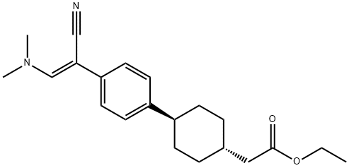 Cyclohexaneacetic acid, 4-[4-[(1Z)-1-cyano-2-(diMethylaMino)ethenyl]phenyl]-, ethyl ester, trans- Struktur