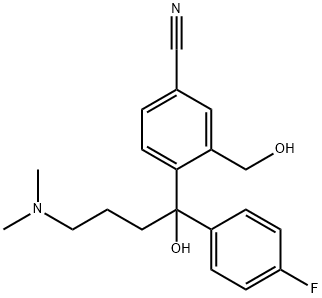 4-(4-二甲胺基-1-对氟苯基-1-羟基丁基)-3-(羟甲基)苯腈, 103146-25-4, 结构式