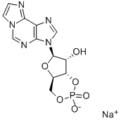 1-(3H-イミダゾ[2,1-i]プリン-3-イル)-1-デオキシ-β-D-リボフラノース3,5-りん酸 化学構造式