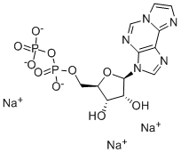 3-[5-O-[羟基(磷酰氧基)亚膦酰]-BETA-D-呋喃核糖基]-3H-咪唑并[2,1-I]嘌呤二钠盐, 103213-52-1, 结构式