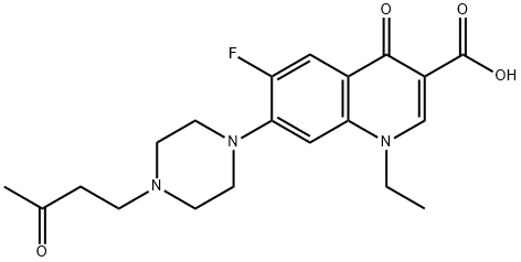 1-乙基-6-氟-1,4-二氢-4-氧代-7-[4-(3-氧代丁基)-1-哌嗪基]-3-喹啉羧酸, 103240-27-3, 结构式