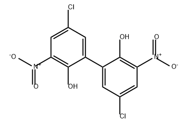 5,5'-ジクロロ-3,3'-ジニトロビフェニル-2,2'-ジオール 化学構造式