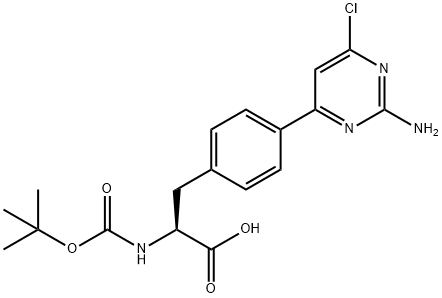 (S)-3-[4-(2-氨基-6-氯嘧啶-4-基)苯基]-2-[(叔丁氧羰基)氨基]丙酸, 1033804-86-2, 结构式