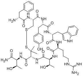 D-PHE-CYS-TYR-D-TRP-ARG-THR-PEN-THR-NH2(DISULFIDE BRIDGE:CYS2-PEN7), 103429-32-9, 结构式