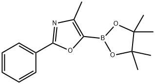 4-メチル-2-フェニル-5-(4,4,5,5-テトラメチル-1,3,2-ジオキサボロラン-2-イル)オキサゾール 化学構造式