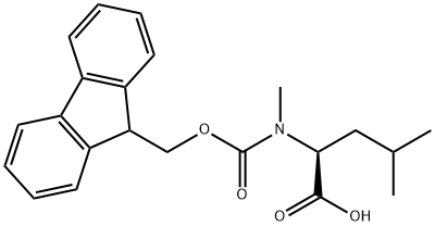 N-[(9H-フルオレン-9-イルメトキシ)カルボニル]-N-メチル-L-ロイシン 化学構造式