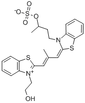 3-(2-HYDROXYETHYL)-9-METHYL-3'-(3-SULFATOBUTYL)THIACARBOCYANINE BETAINE 化学構造式