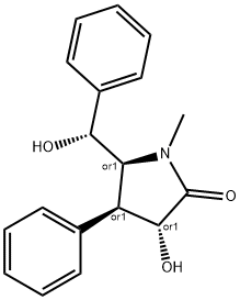 rac-(3R*)-3α*-(ヒドロキシ)-5β*-[(R*)-ヒドロキシ(フェニル)メチル]-1-メチル-4β*-フェニルピロリジン-2-オン 化学構造式