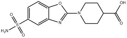 1-[5-(aminosulfonyl)-1,3-benzoxazol-2-yl]piperidine-4-carboxylic acid Structure