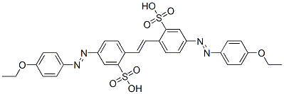 5-(4-乙氧基苯基)偶氮-2-[2-[4-(4-乙氧基苯基)偶氮-2-磺基苯基]乙烯基]苯磺酸 结构式