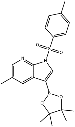 1H-Pyrrolo[2,3-b]pyridine, 5-Methyl-1-[(4-Methylphenyl)sulfonyl]-3-(4,4,5,5-tetraMethyl-1,3,2-dioxaborolan-2-yl)-, 1036028-17-7, 结构式