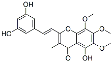 3-メチル-5-ヒドロキシ-2-[(E)-3,5-ジヒドロキシスチリル]-6,7,8-トリメトキシクロモン 化学構造式