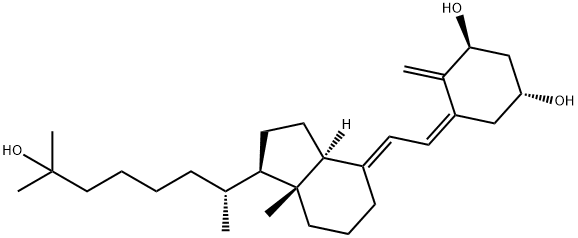 (1R)-4-メチレン-5-[(1Z,2E)-2-[[(1R)-オクタヒドロ-1β-[(R)-1,6-ジメチル-6-ヒドロキシヘプチル]-7aβ-メチル-1H-インデン]-4-イリデン]エチリデン]シクロヘキサン-1β,3α-ジオール 化学構造式