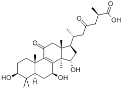 (25R)-3β,7β,15α-トリヒドロキシ-11,23-ジオキソ-5α-ラノスタ-8-エン-26-酸 化学構造式