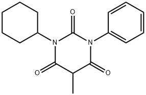 1-シクロヘキシル-5-メチル-3-フェニルバルビツル酸 化学構造式