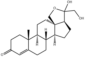 18,20-cyclo-20,21-dihydroxy-4-pregnen-3-one 化学構造式