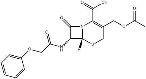 (6R,7R)-3-[(Acetyloxy)methyl]-8-oxo-7-[(phenoxyacetyl)amino]-5-thia-1-azabicyclo[4.2.0]octane-2-ene-2-carboxylic acid 结构式