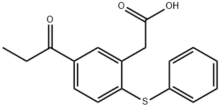 2-[2-(フェニルスルファニル)-5-プロパノイルフェニル]酢酸 化学構造式