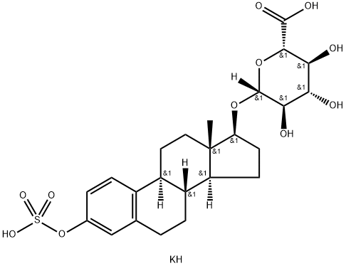 beta-雌甾酚二醇-3-硫酸酯-17-葡糖苷酸二钾盐,10392-35-5,结构式