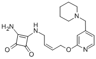 3-アミノ-4-[[(Z)-4-[4-(ピペリジノメチル)ピリジン-2-イルオキシ]-2-ブテニル]アミノ]-3-シクロブテン-1,2-ジオン 化学構造式