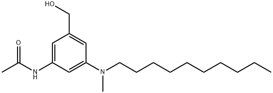 3-(N-乙酰胺基)-5-(N-癸基-N-甲胺基)苄醇 结构式