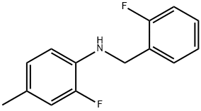 2-フルオロ-N-(2-フルオロベンジル)-4-メチルアニリン 化学構造式