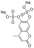 4-メチル-6,7-ビス(ソジオスルホオキシ)-2H-1-ベンゾピラン-2-オン 化学構造式