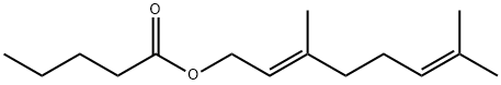 吉草酸(E)-3,7-ジメチル-2,6-オクタジエン-1-イル 化学構造式
