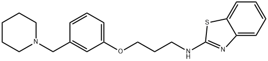N-(ベンゾチアゾール-2-イル)-3-[3-(ピペリジノメチル)フェノキシ]-1-プロパンアミン 化学構造式