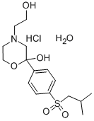 4-Morpholineethanol, 2-hydroxy-2-(p-(isobutylsulfonyl)phenyl)-, hydroc hloride, hydrate Struktur