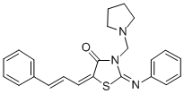 5-Cinnamylidene-2-(phenylimino)-3-(1-pyrrolidinylmethyl)-4-thiazolidin one 结构式