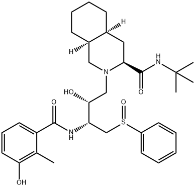 Nelfinavir Related Compound A (15 mg) ((3S,4aS,8aS)-N-tert-Butyl-2-[(2R,3R)-2-hydroxy-3-(3-hydroxy-2-methylbenzamido)-4-(phenylsulfinyl)butyl]decahydroisoquinoline-3-carboxamide) Structure
